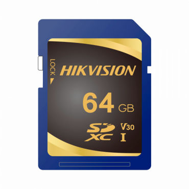 Hikvision Memory Card - Capacity 64 GB - Class 10 U3 - Reading speed of 95 MB/s - Write speed of 55 MB/s - SDXC format