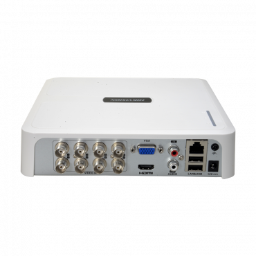 5n1 Hikvision recorder - 8 CH HDTVI / HDCVI / AHD / CVBS / 1 IP - 1080p Lite/720p (1~25FPS) - Full HD HDMI and VGA Output - 1 CH audio | Audio over coaxial cable - Space for 1 HDD