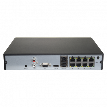 NVR for IP cameras - 8Ch video / 8 PoE Port(s) - Max Resolution 8.0 Mpx / Compression H.265+ - Bandwidth 80 Mbps - Outputs 4K HDMI & VGA - Supports 1 hard disk