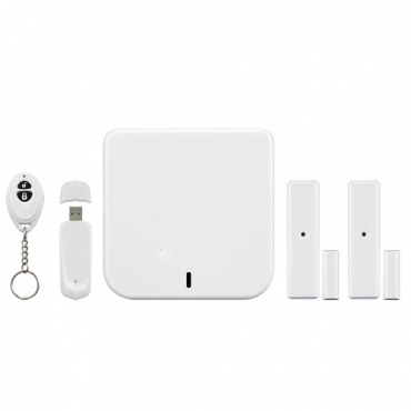 Home alarm kit Home8 - Internet / IP Cloud connection - Sending of Push alerts to mobile application - Reduced size - Wireless magnetic contacts - Multifunction remote control