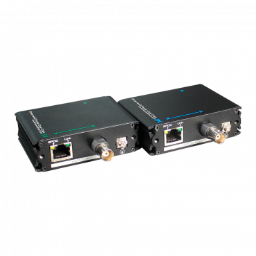 IP extender coaxial cable | PoE - Passive - Transmitter and receiver - Allows transmission 1 IP channel - Maximum distance 500 m - Bandwidth up to 100 Mbps
