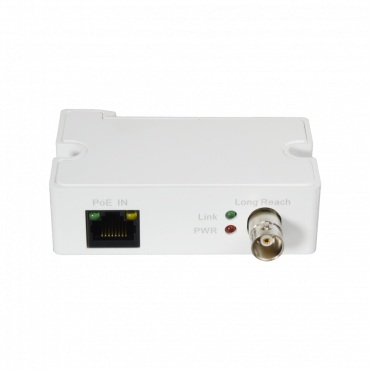 Branded EoC extender - Ethernet over coaxial cable - Active | Specific ePoE - Receiver compatible with range LR1002 - Allows transmission 1 IP channel - Maximum distance 1000 m