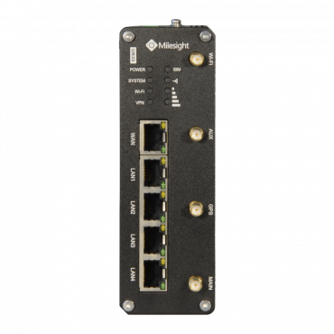 Milesight - Industrial Router 4G WiFi GPS PoE - 5 ports 10/100 (4 PoE ports) - PoE 802.3 af/at | microSD slot - Dual SIM card slot 4G/3G - WiFi 802.11 b/g/n | GPS Positioning