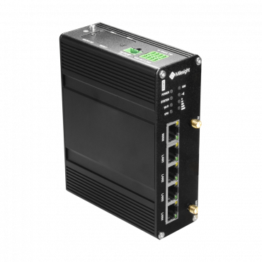 Milesight - Industrial Router 4G WiFi GPS PoE - 5 ports 10/100 (4 PoE ports) - PoE 802.3 af/at | microSD slot - Dual SIM card slot 4G/3G - DIN, wall or desktop installation