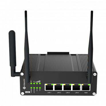 Milesight - Industrial Router 4G WiFi GPS PoE - 5 ports 10/100 (4 PoE ports) - PoE 802.3 af/at | microSD slot - Dual SIM card slot 4G/3G - DIN, wall or desktop installation