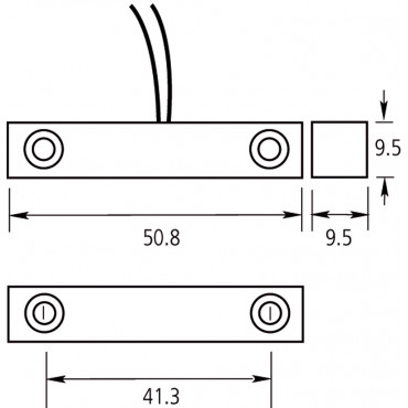 DC101R4.7: Opb.contact met sabotagelus, 2,5m, wit, afstand ±15mm, NC. Incl 2 weerstanden. 