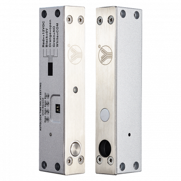 Electromechanical safety lock - Fail Safe (NC) opening mode - Retention force 1000 Kg - Door status sensor - Programmable self-closing - Selectable opening time