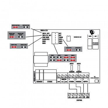 Outdoor cabled siren - Certificate degree 3 - Maximum sound pressure 109 dBA - Flash of 1 LED bar signaling - Customizable red and front light - Backup battery included