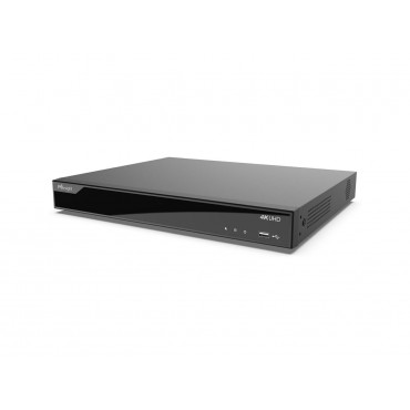 NVR voor IP-camera's - 16 kanaals video / compressie H.265+ - Maximale resolutie 8,0 Mpx - Bandbreedte 80 Mbps inkomend 50 Mbps uitgaand - Uitgangen 4K HDMI & VGA - Ruimte voor 2 harde schijven