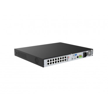 NVR voor IP-camera's - 16 kanaals video / compressie H.265+ - Maximale resolutie 8,0 Mpx - Bandbreedte 80 Mbps inkomend 50 Mbps uitgaand - Uitgangen 4K HDMI & VGA - Ruimte voor 2 harde schijven