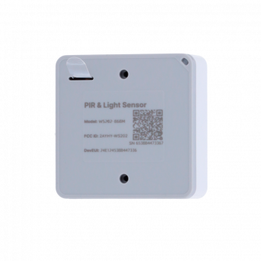 LoRaWAN motion detector - Up to 15Km range with direct vision - Detection distance between 6 - 8 m - Configuration via NFC and APP - Degree of Protection IP30 - Long duration battery