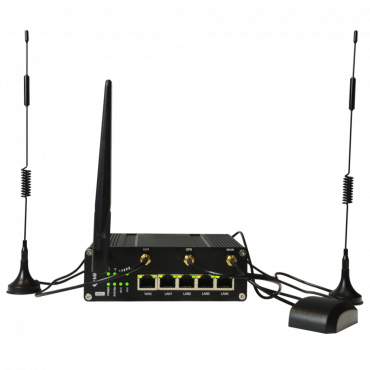 Milesight - Industrial Router 4G WiFi GPS PoE - 5 ports 10/100 (4 PoE ports) - PoE 802.3 af/at | microSD slot - Dual SIM card slot 4G/3G - WiFi 802.11 b/g/n | GPS Positioning