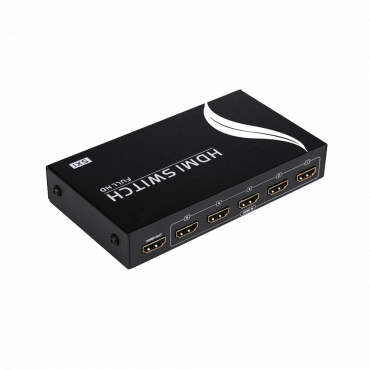 HDMI-switch - 5 HDMI-ingangen - 1 HDMI-uitgangen - Tot 4K*2K@60Hz - DC 5V voeding