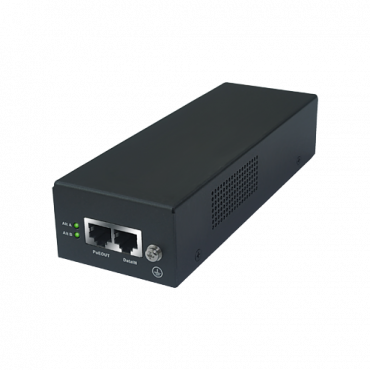 PoE injector - Input/Output RJ45 10/100/1000 Mbps - Power 90 W - Maximum distance 100 m - PoE/PoE+/Hi-PoE IEEE802.3af/at/bt - Stabilized and protected