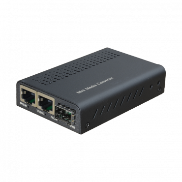 Media Converter - 2x Ethernet RJ45 - 1x SFP - Gigabit - 10/100/1000 Base-TX - Reduced size