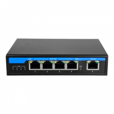 PoE Extender Switch - Extended POE range - 4 PoE port(s) + 1 Up-link port(s) - IEEE 802.3 af/at/bt - Total maximum power 50 W - 10/100/1000Mbps ports