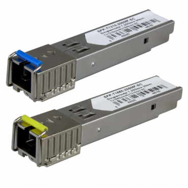 Pair of SFP transceiver modules - Tx 1550/1310 nm Rx 1310/1550 nm - Single mode fiber - SC Simplex Connector - BiDi - Maximum 20 km - 1.25Gb/s - 1000Base-LX