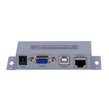 VGA / USB signal extender via UTP category 5 / 5e / 6, Maximum length 100 metres, Send a VGA video signal, USB keyboard and mouse via UTP