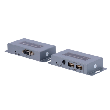 VGA / USB signal extender via UTP category 5 / 5e / 6, Maximum length 100 metres, Send a VGA video signal, USB keyboard and mouse via UTP