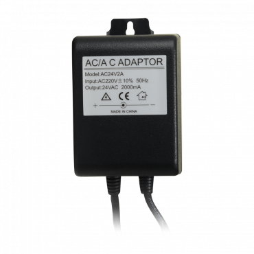 AC/AC Transformer - Input AC 220 V - Output AC 24 V 2 A - Cable length 1 m - 90 (H) x 65 (W) x 55 (D) mm - 773 g