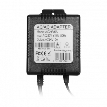AC/AC Transformer - Input AC 230 V - Output AC 24 V 5 A - Cable length 1 m - 102 (H) x 120 (W) x 80 (D) mm - 2800 g