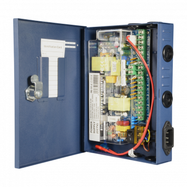 Slim power distribution box - 1 AC input 220 V 5OHz - 9 outputs - Resettable fuse protection - Output voltage 12 V / 120 W - Metal housing