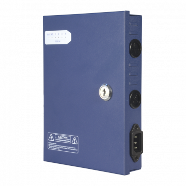 Slim power distribution box - 1 AC input 220 V 5OHz - 4 outputs - Resettable fuse protection - Output voltage 12 V / 60 W - Metal housing