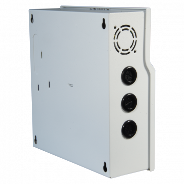 Power supply distribution box - 1 AC input 110 V ~ 220 V - 9 outputs - Protection by resettable PTC fuse - Output voltage 12 V / 120 W - Uninterruptible Power Supply function (UPS)