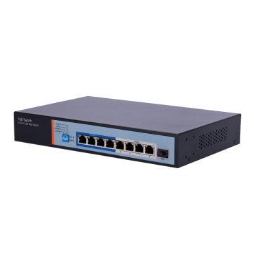 Multigagibit Hi-PoE Switch 2,5Gbps - 8 PoE ports + 1 Uplink SFP 10G - Port speed 2,5/1Gbps - 8 PoE+ Ports 30W + 4 Hi-PoE Ports 90W - PoE Watchdog - Up to 150W Total PoE Power