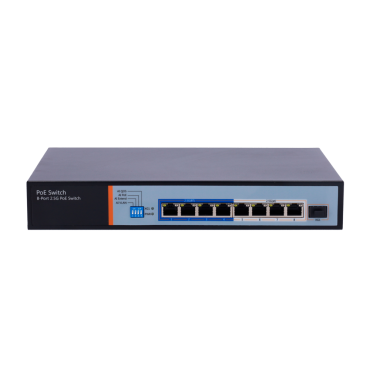 Multigagibit Hi-PoE Switch 2,5Gbps - 8 PoE ports + 1 Uplink SFP 10G - Port speed 2,5/1Gbps - 8 PoE+ Ports 30W + 4 Hi-PoE Ports 90W - PoE Watchdog - Up to 150W Total PoE Power