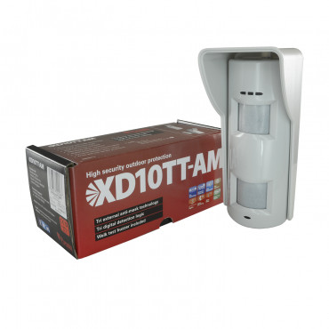 XDH10TT-AM: Triple technology PIR Detector - Anti-masking function - Valid for exterior use - 2 Infrared, 1 Microwaves - Detection Range 10 m - Certificate Grade 2
