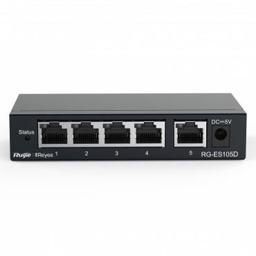 Reyee Switch Desktop - Metalen behuizing - 5 RJ45-poorten - Snelheid 10/100Mbps - plug and play - energiebesparende technologie