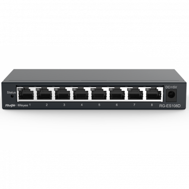 Reyee Switch Desktop - Metal casing - 8 RJ45 ports - Speed 10/100/1000Mbps - plug and play - energy saving technology