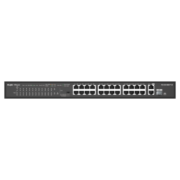 Reyee PoE Desktop Switch - 24 Ports RJ45 + 1 Uplink RJ45 + 1 SFP Combo - 24 Ports 10/100Mbps + 2 Ports 10/100/1000Mbp - 24 PoE+ Ports 802.3af/at | Total Power 370W - Port Isolation / Flow Control -  Plug and Play