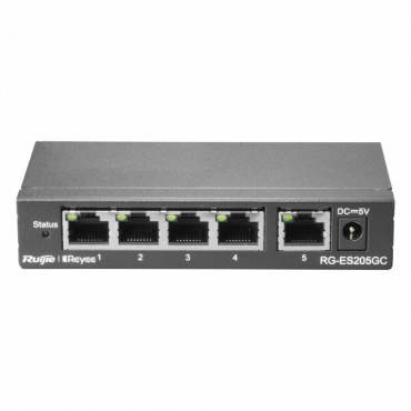 Reyee - Managed desktop switch - 5 Gigabit RJ45 poorten - Poortsnelheid 10/100/1000 Mbps - Plug & Play - energiebesparende technologie