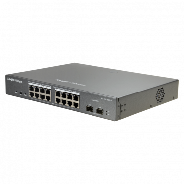 RG-ES218GC-P: Reyee - Desktop Switch - 16 PoE ports +2 Uplink SFP - Port speed 10/100/1000 Mbps - Maximum 240W - Energy Saving Technology