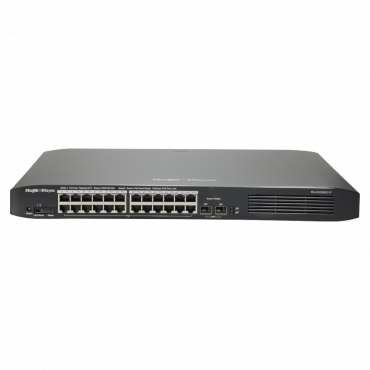 RG-ES226GC-P: Reyee - Desktop Switch - 24 PoE ports +2 Uplink SFP - Port speed 10/100/1000 Mbps - Maximum 370W - Energy Saving Technology