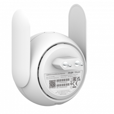 Reyee Wifi Extender Mesh - 1 RJ45 10/100Mbps port - Wi-Fi 5 dual-stream and 2.4 and 5GHz AC1200 band - Remote Management via Cloud - Parental Control, Guest Network, Roaming - Small Office / Home Office