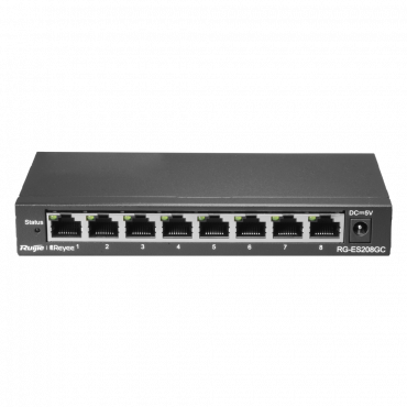 Reyee - Managed desktop switch - 8 Gigabit RJ45 poorten - Poortsnelheid 10/100/1000 Mbps - Plug & Play - energiebesparende technologie