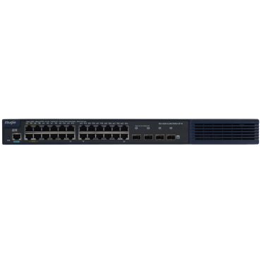 Ruijie Switch Cloud Managed L3 - 24 PoE RJ45 ports + 4 SFP+ ports - 24 Gigabit Ports + 4 10G Ports - VLAN/Port Isolation/STP/RSTP/ACL/QoS/RIP/BGP - LACP/DHCP Snoop/IGMP Snoop/RIP/OSPFv2/OSPFv3 - rackable