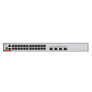 Ruijie Switch Cloud Managed L3 - 24 PoE RJ45 ports + 4 SFP+ ports - 24 Gigabit Ports + 4 10G Ports - VLAN/Port Isolation/STP/RSTP/ACL/QoS/RIP/BGP - LACP/DHCP Snoop/IGMP Snoop/RIP/OSPFv2/OSPFv3 - rackable