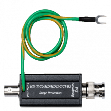 HD-TVI/AHD/HDCVI/CVBS Video Surge Protector - Resolution up to 4K (8MP) - Built-in a BNC connectors at both ends - Response time less than 1 ns