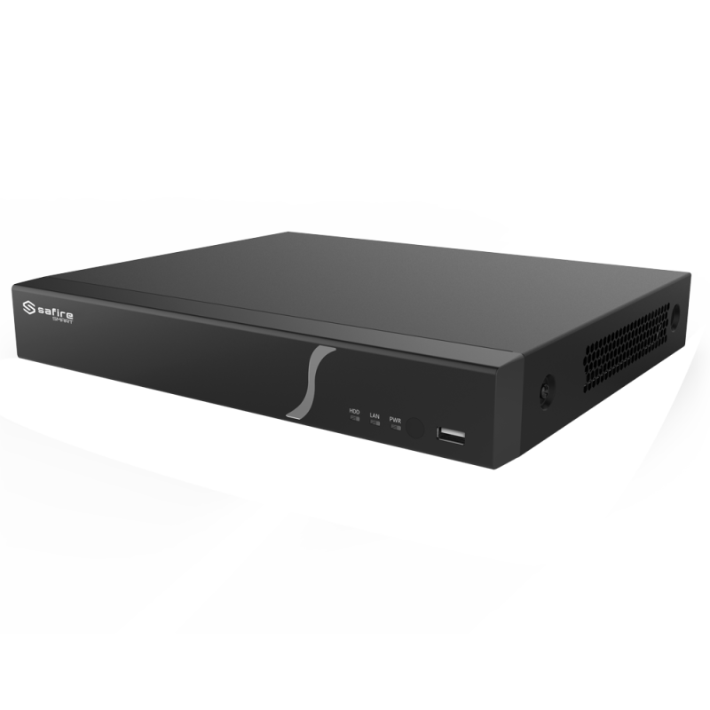 Safire Smart - NVR recorder for IP cameras B2 range - 8CH PoE Ports / Compression H.265S / 1HDD - Resolution up to 12Mpx / Bandwidth 80Mbps - HDMI 4K and VGA / Dewarping Fisheye - Facial recognition, Video metadata