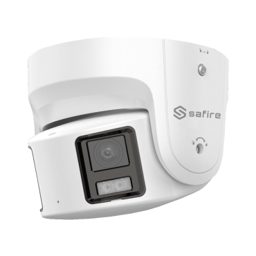 4 Megapixel Turret Panoramic Camera - 2x 1/2.5" Progressive Scan CMOS - 2.8mm lens, 180º panoramic vision - IR Range 30m - Truesense2: Improved false alarm filter - IP67 protection, PoE 802.3af