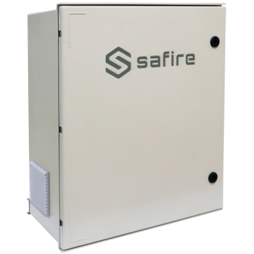 Safire - SMC polyester cabinet - Outside dimensions 60x50x23cm - 8 ports switch - Fiber fusion tray - Management and maintenance platform - Degree of protection IP55 / DIN rail / UPS