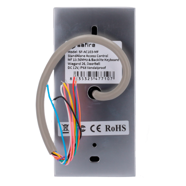 Standalone access control - EM card and PIN access - Relay, pushbutton and buzzer outputs - Wiegand 26 - Time control - Suitable for exterior IP68