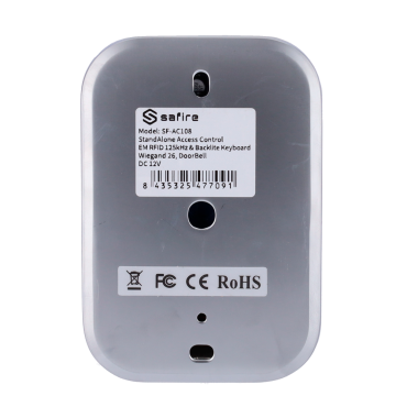 Standalone access control - EM card and PIN access - Relay, pushbutton and buzzer outputs - Wiegand 26 - Time control - Valid for interior