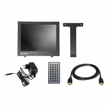 Monitor SAFIRE LED 10" - Designed for surveillance use - Format 4:3 - VGA, HDMI, BNC loop and Audio - Resolution 1024x768 - Integrated speakers