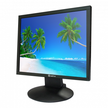 Monitor SAFIRE LED 19" - Ontworpen voor 24/7 videobewaking - HDMI, VGA, BNC en Audio - Resolutie 1280x1024 - VESA 75x75 ondersteuning mm