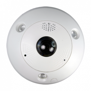12 MP Safire IP Camera - Compression H.265+ / H.265 - Lens 1.29 mm Fisheye - IR LEDs Range 15 m - VCA Smart functionalities - Heat map with graphical reports
